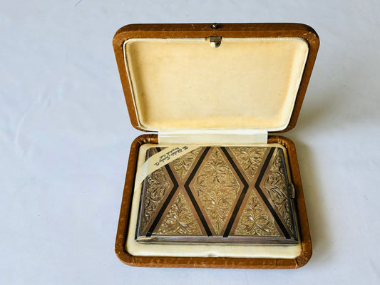 Y4808 BOX Silver Cigarette holder case engraving Japan antique vintage storage