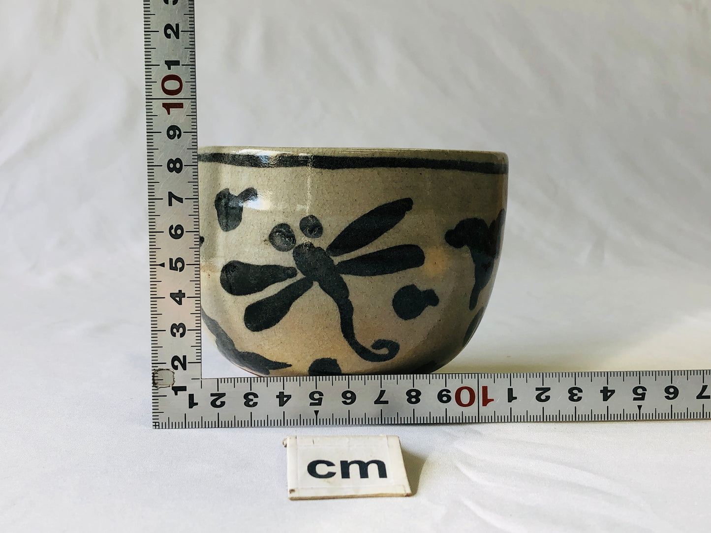 Y4821 CHAWAN Annan-ware dragonfly box Japan tea ceremony antique pottery bowl