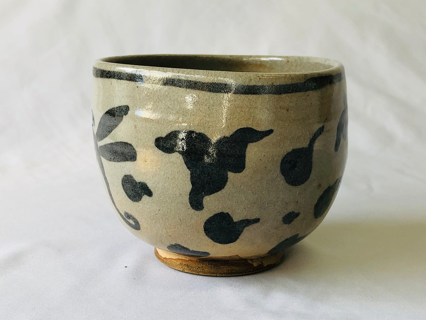 Y4821 CHAWAN Annan-ware dragonfly box Japan tea ceremony antique pottery bowl