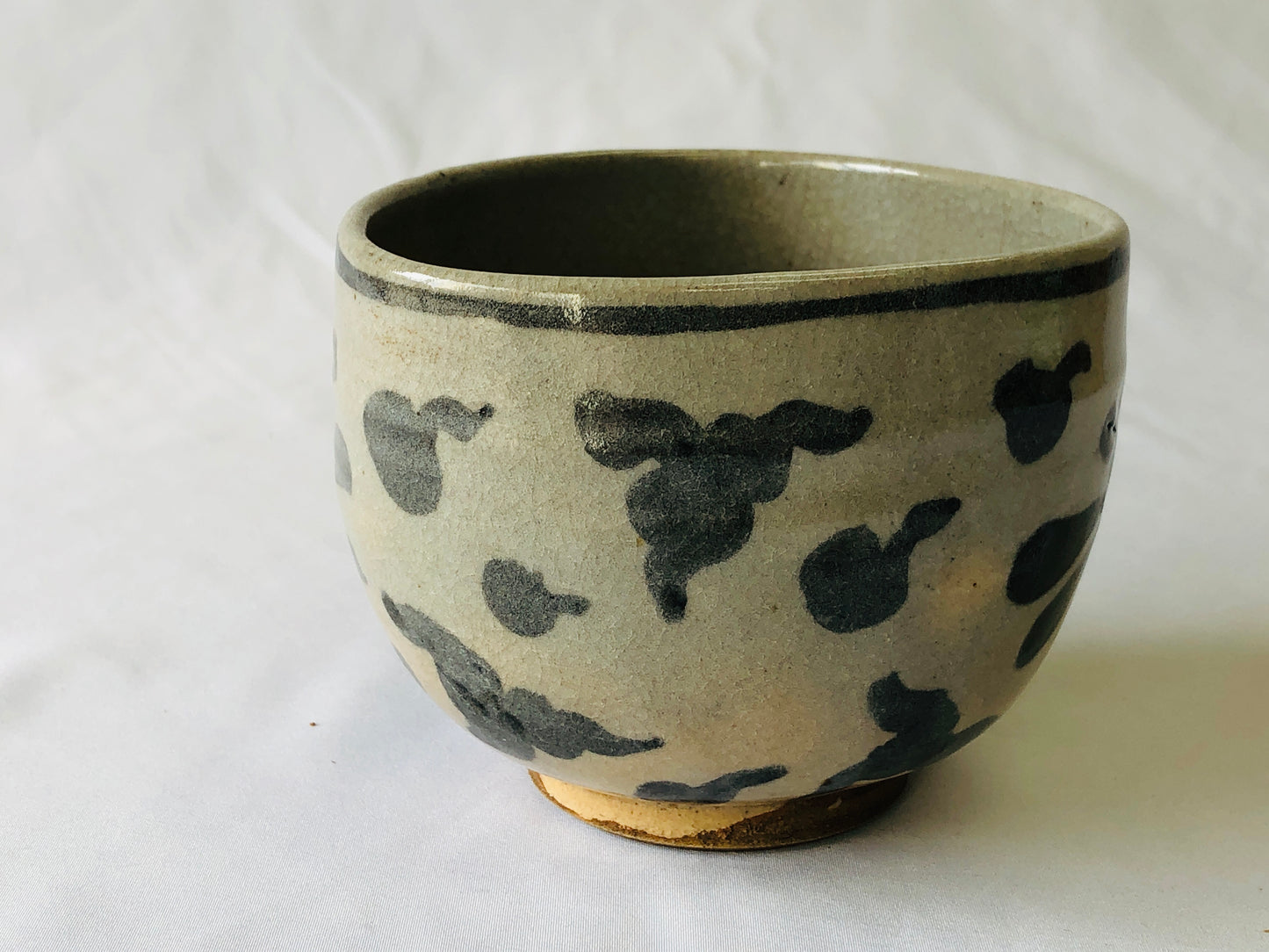 Y4821 CHAWAN Annan-ware dragonfly box Japan tea ceremony antique pottery bowl