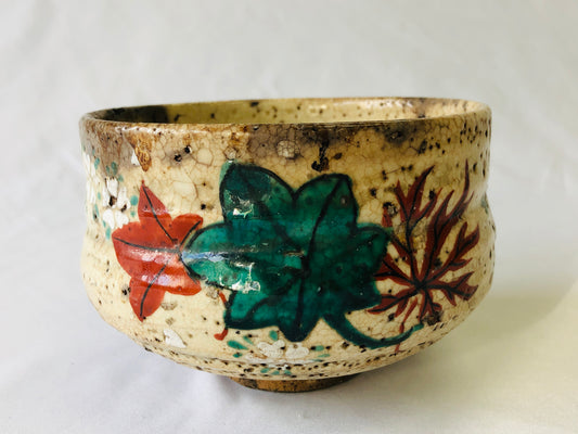 Y4823 CHAWAN Kiyomizu-ware autumn leaves box Japan antique tea ceremony pottery