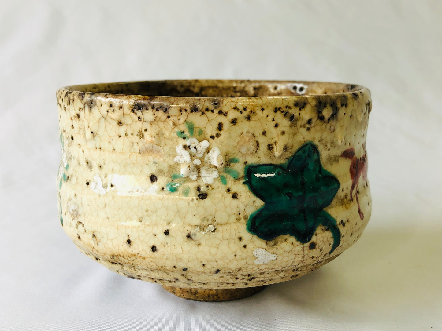 Y4823 CHAWAN Kiyomizu-ware autumn leaves box Japan antique tea ceremony pottery