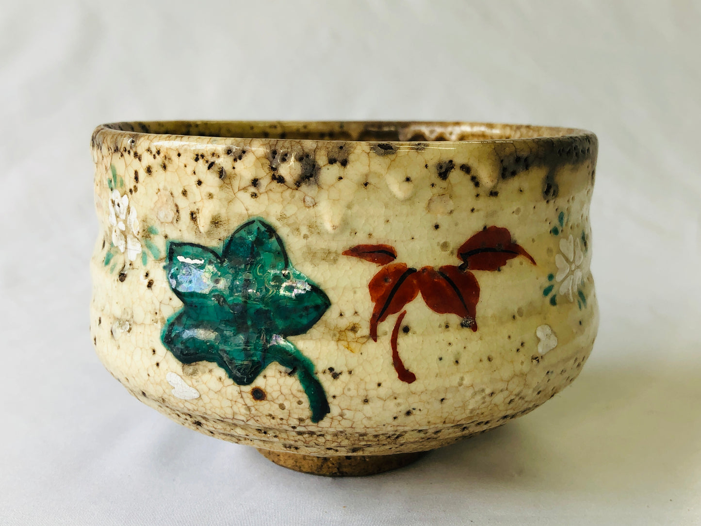 Y4823 CHAWAN Kiyomizu-ware autumn leaves box Japan antique tea ceremony pottery