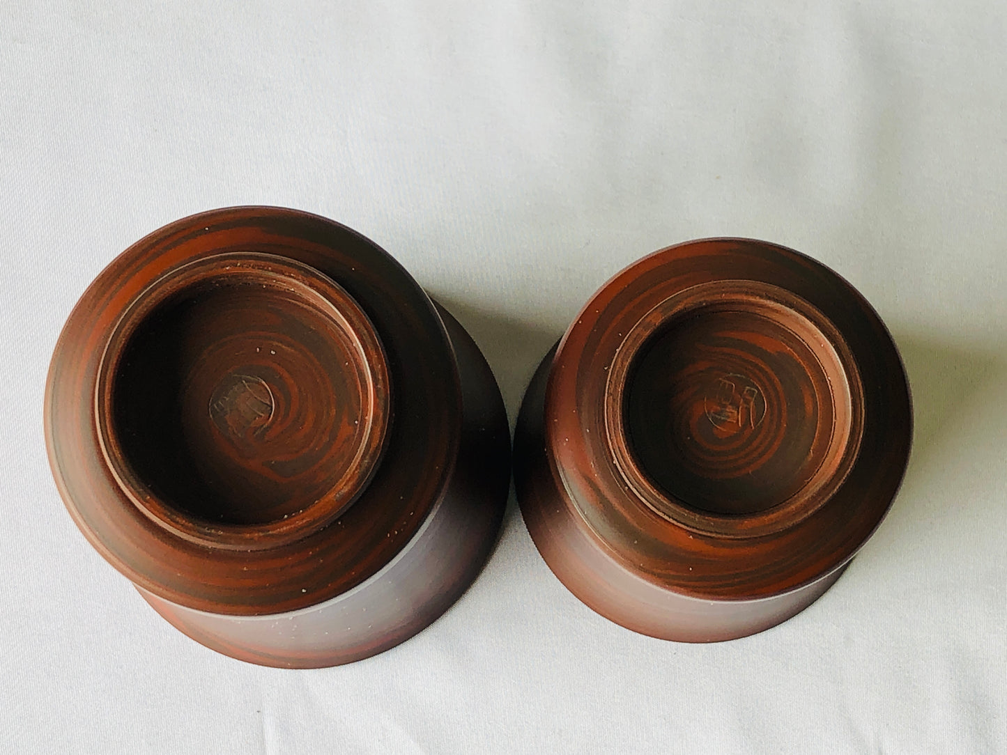 Y4827 YUNOMI Tokoname-ware lid set of 2 signed box Japan antique tableware