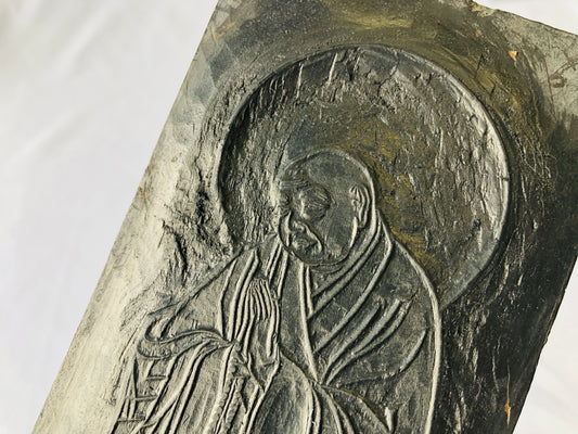 Y4844 WOODBLOCK PRINT Printing Block wood carving Buddhist image Japan Ukiyoe