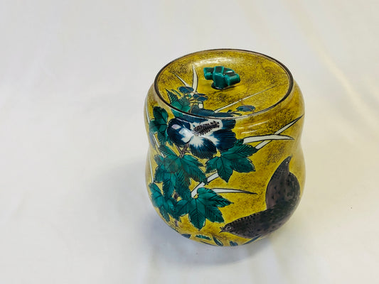 Y4850 MIZUSASHI Kutani-ware color pot kintsugi Japan Tea Ceremony antique jar