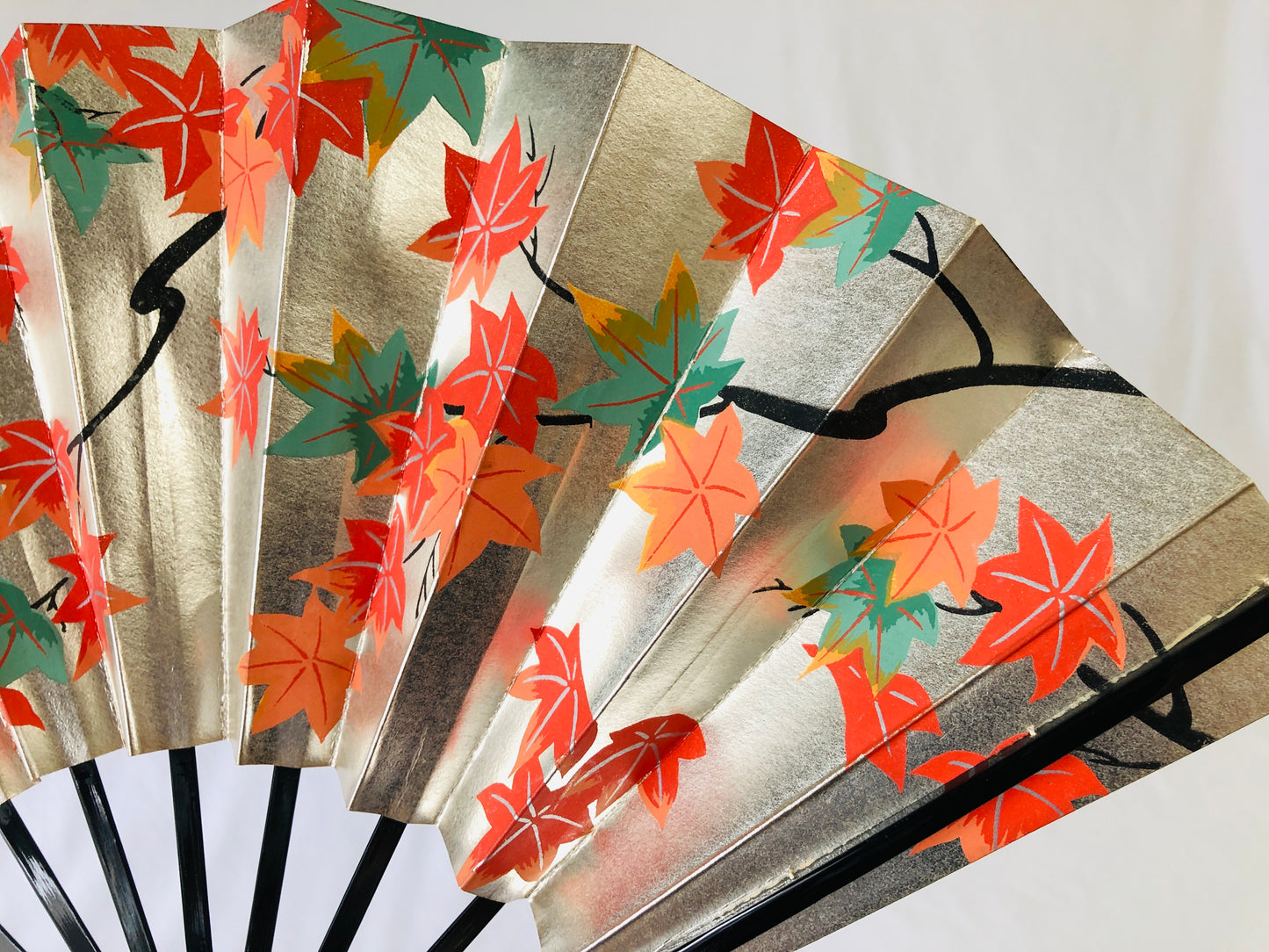 Y4881 SENSU Folding fan double-sided flower box Japan antique vintage kimono