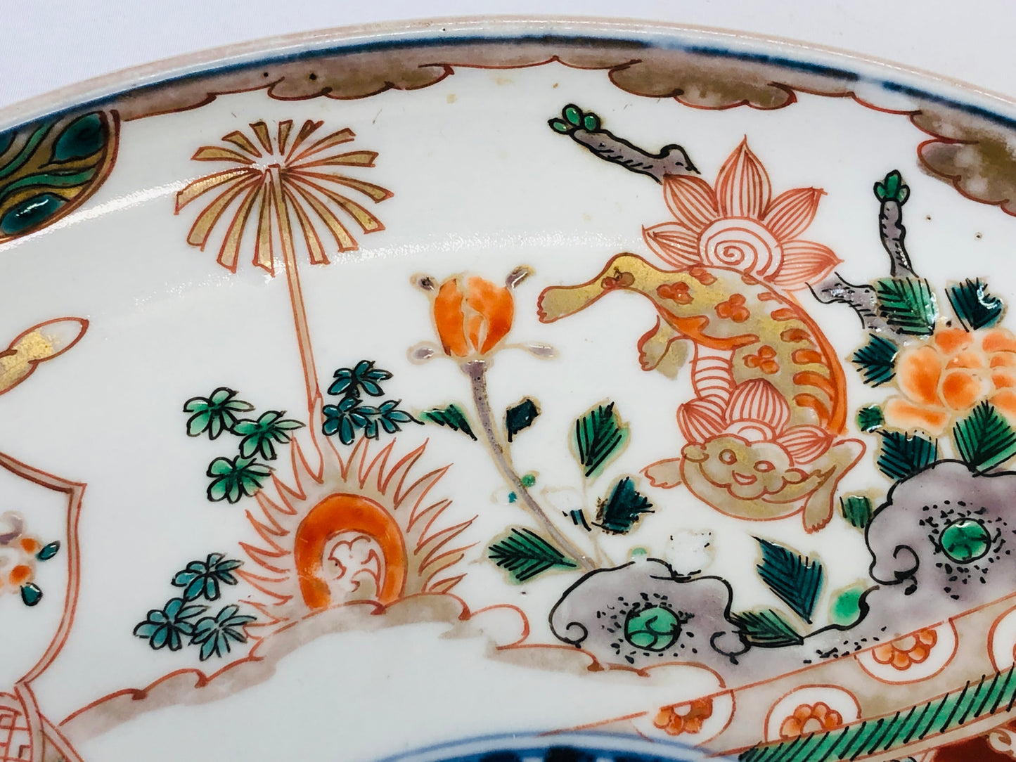 Y4883 DISH Imari-ware Koimari platter color painting Japan antique tableware