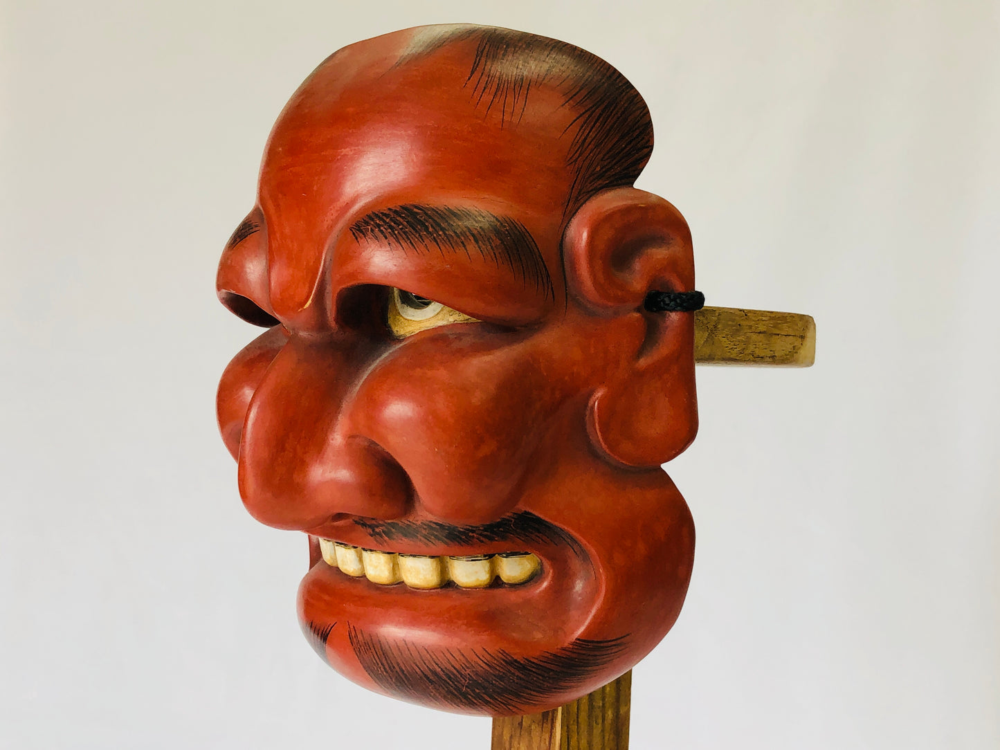 Y4913 NOH MASK wood carving Aobuaku Japan antique omen dance drama vintage