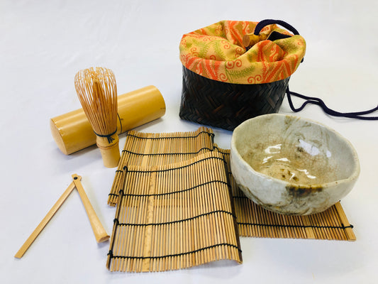 Y4924 CHAWAN Open-air Tea Ceremony Utensils set Japan antique pottery bowl