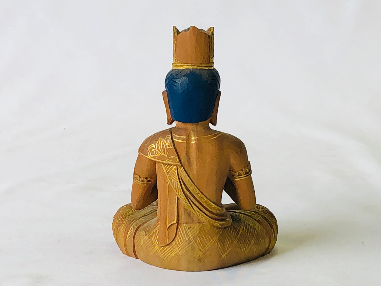 Y4945 STATUE wood carving Buddha figure sandalwood Japan antique decor vintage