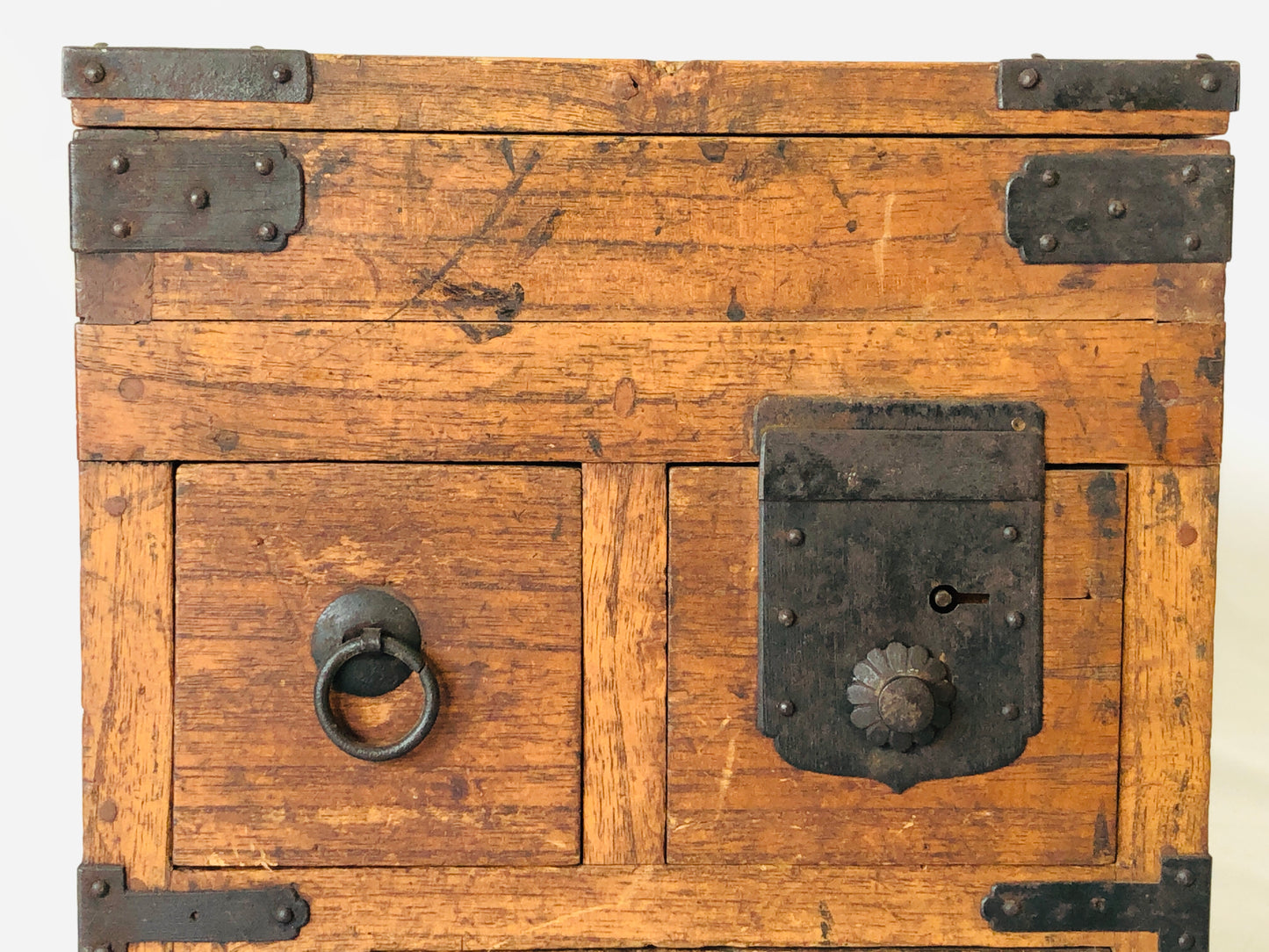 Y4979 TANSU wooden chest of drawers Suzuri box storage Japan antique vintage