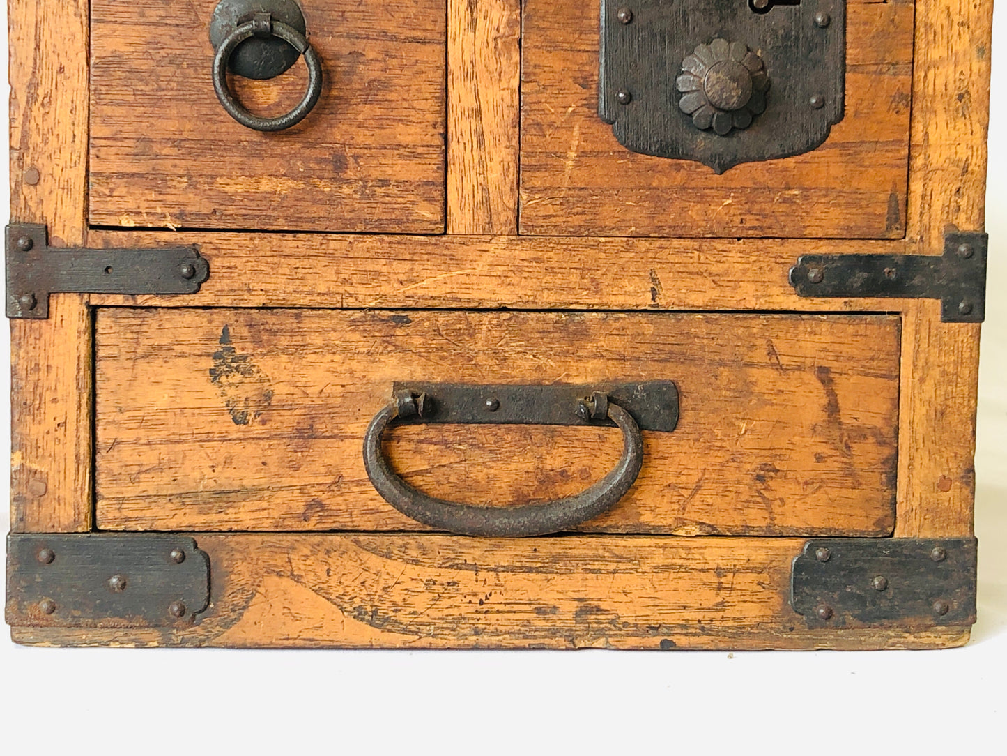 Y4979 TANSU wooden chest of drawers Suzuri box storage Japan antique vintage
