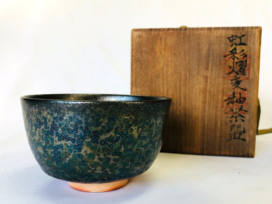 Y5002 CHAWAN Seto-ware kiln change effects signed box Japan antique tea ceremony