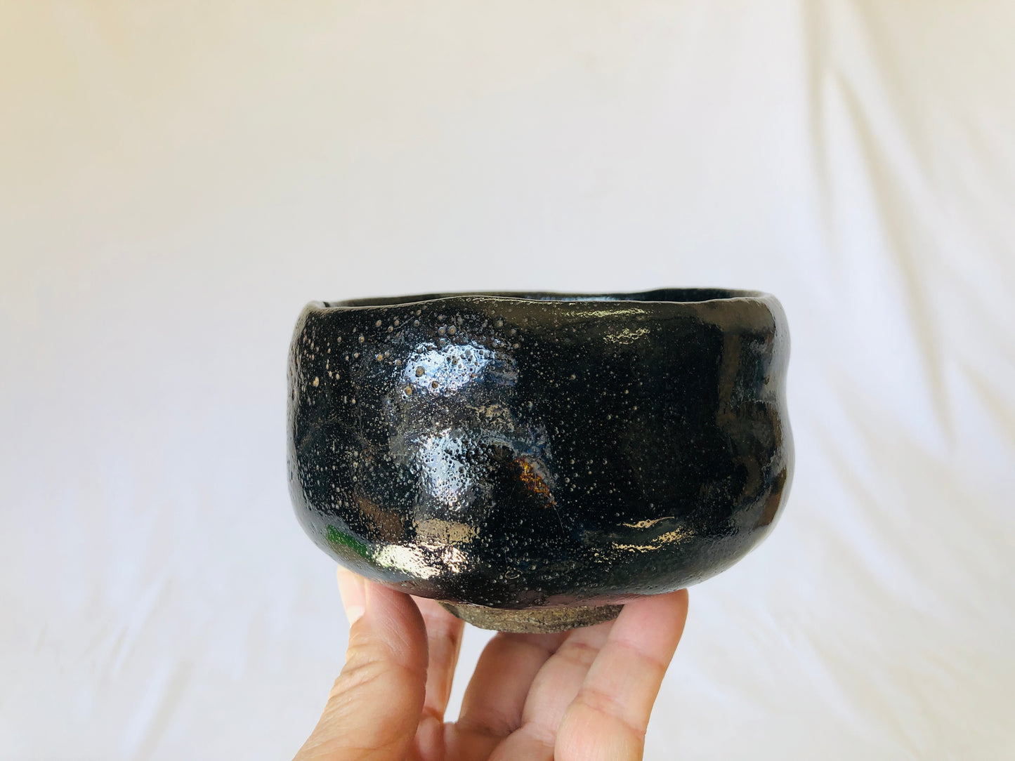 Y5038 CHAWAN Raku-ware signed box Japan antique tea ceremony pottery bowl