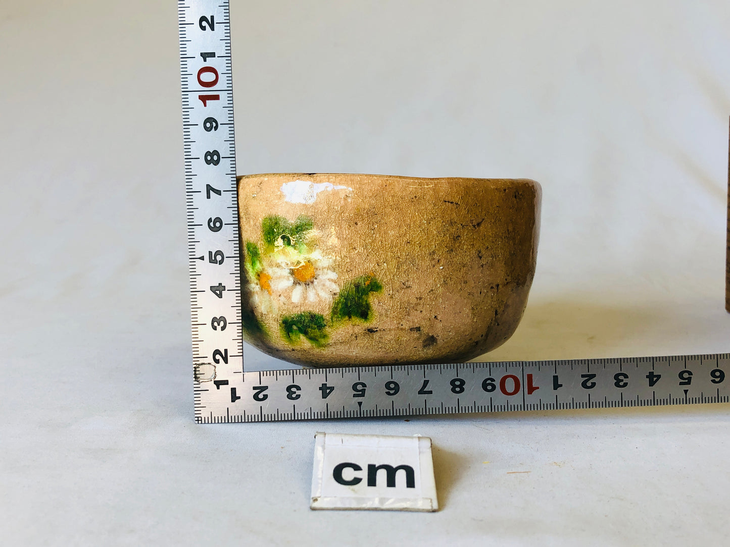 Y5039 CHAWAN Raku-ware signed box chrysanthemum Japan antique tea ceremony bowl