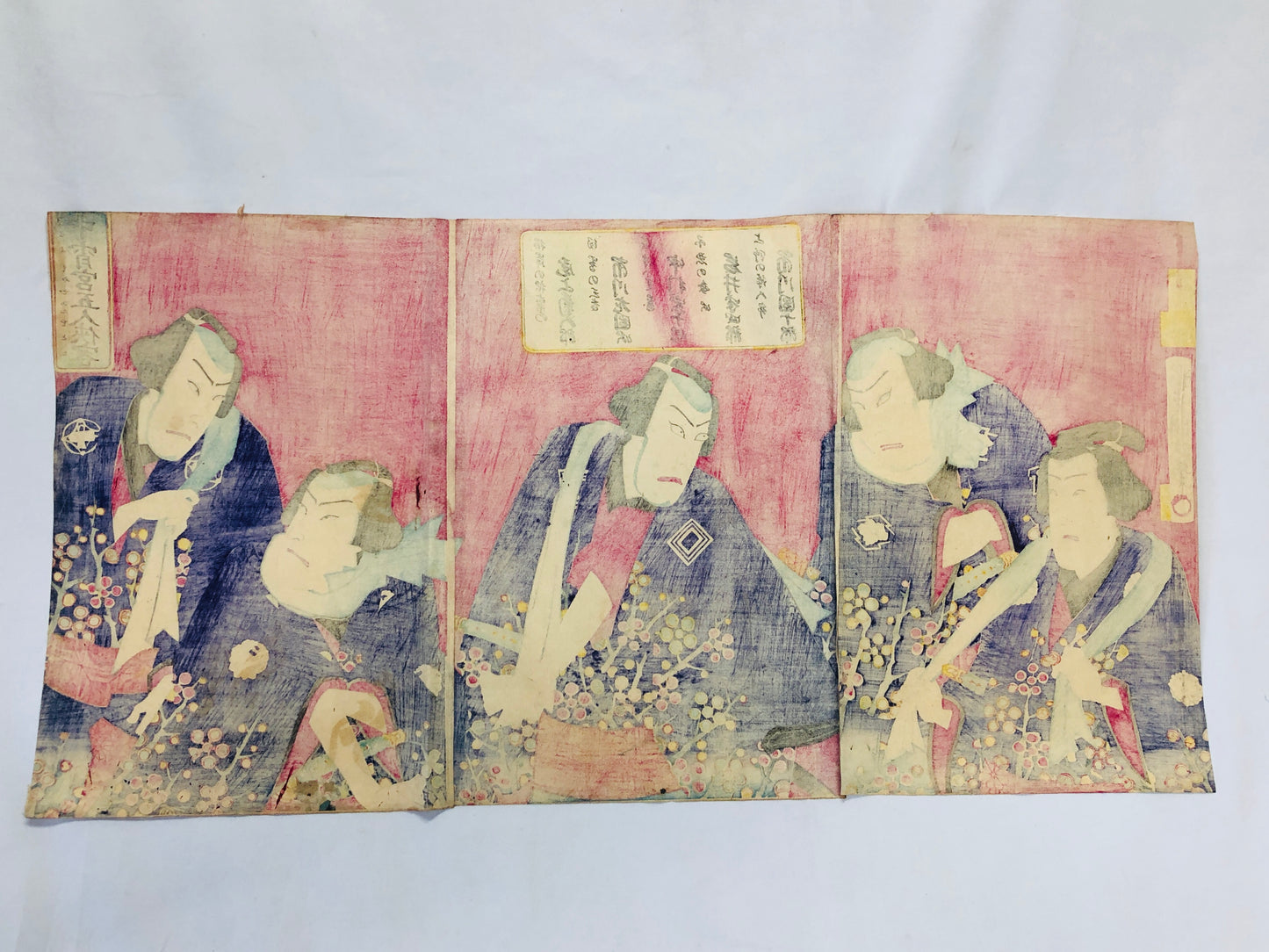 Y5053 WOODBLOCK PRINT Kunimasa triptych actor Japan Ukiyoe art antique interior