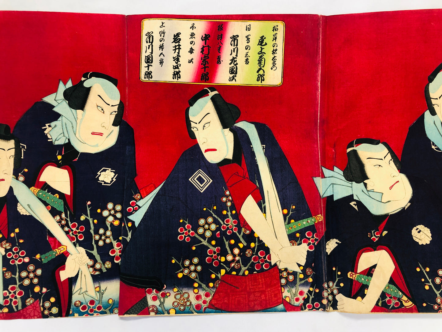 Y5053 WOODBLOCK PRINT Kunimasa triptych actor Japan Ukiyoe art antique interior