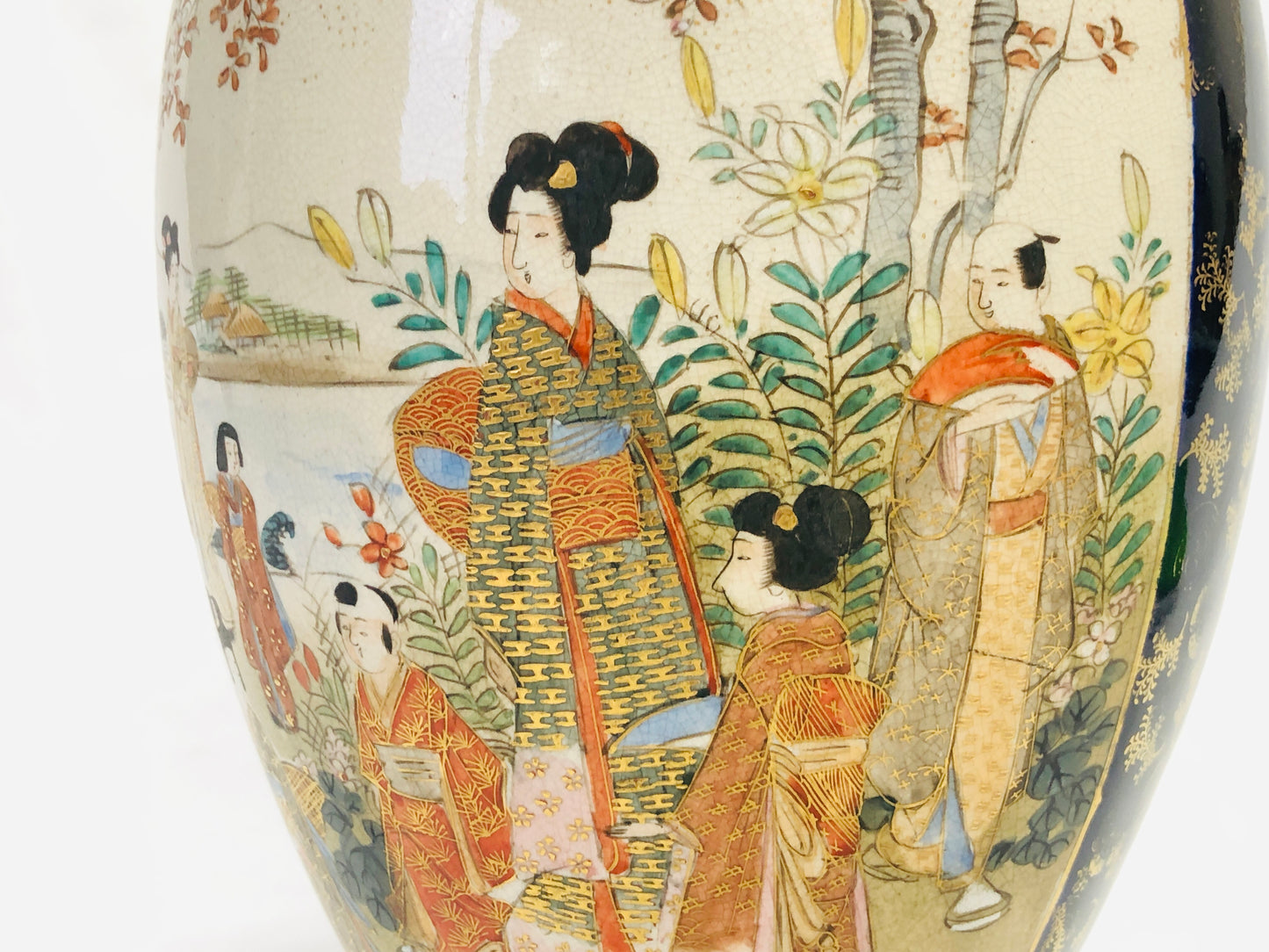 Y5057 FLOWER VASE Kyo-ware Kinkouzan color Japan ikebana antique interior decor