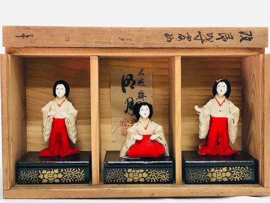 Y5062 NINGYO Hina doll three court ladies box Japan antique statue vintage