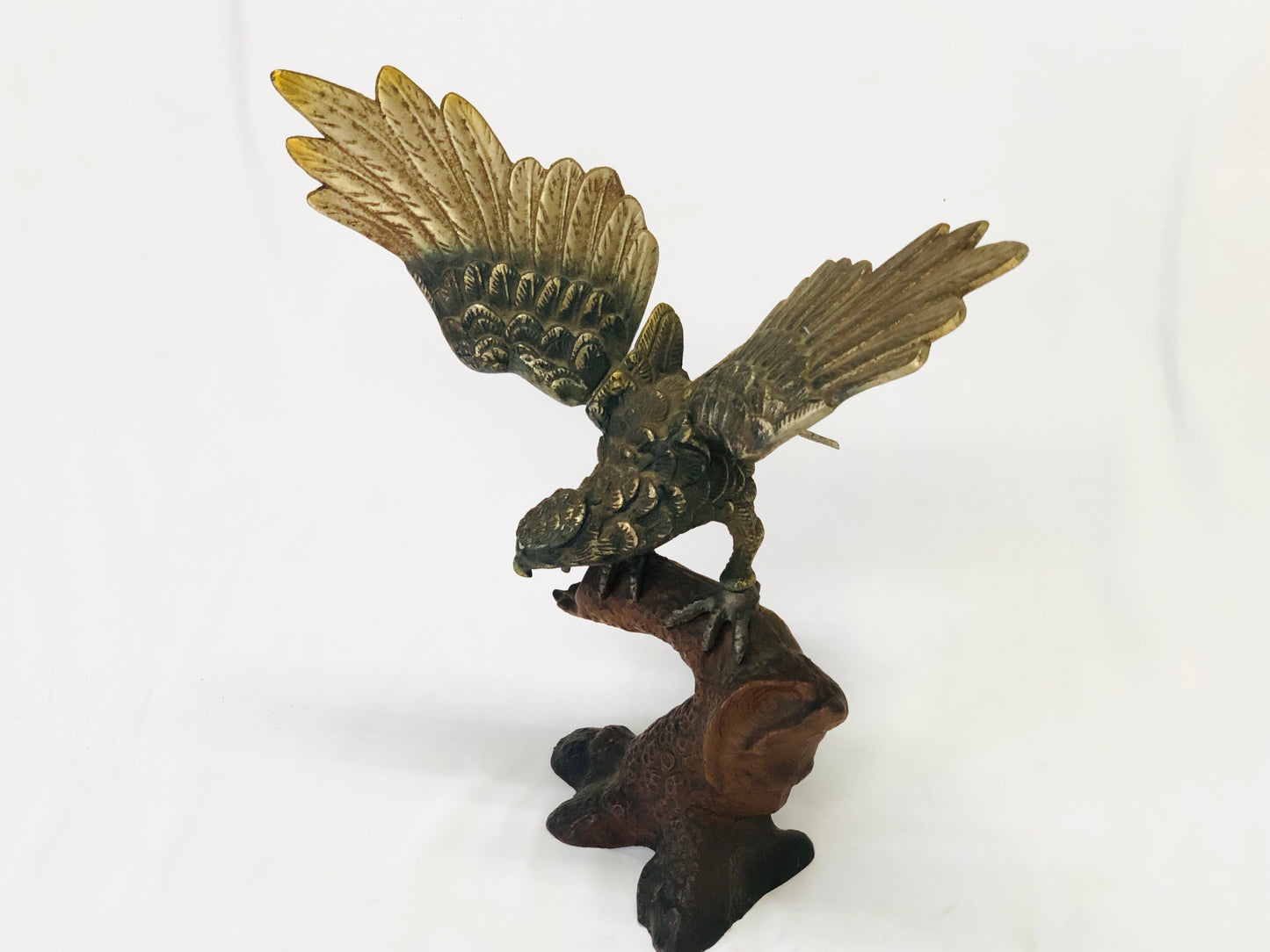 Y5066 OKIMONO metal Hawk Falcon figure figurine Japan antique interior decor