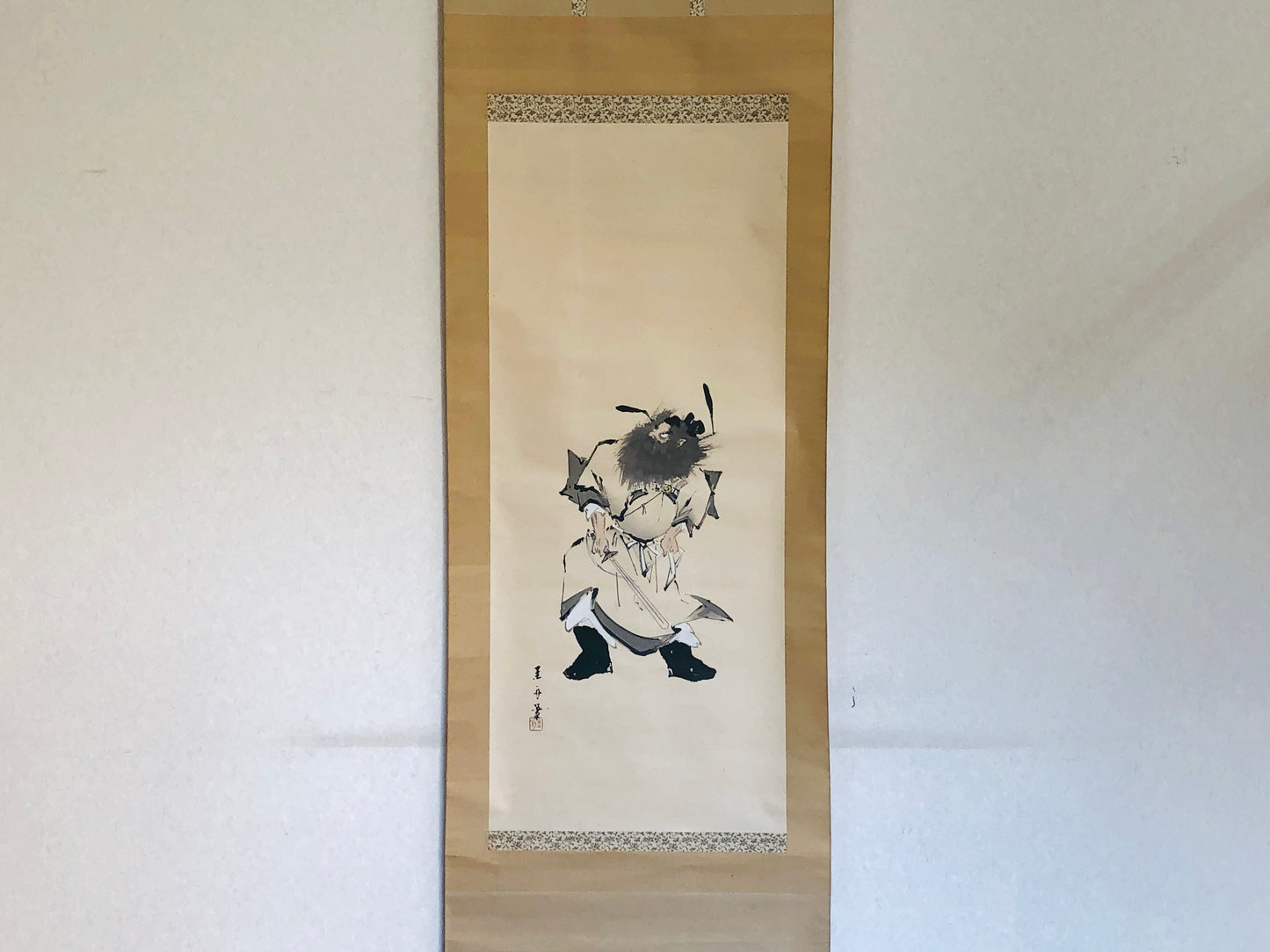 Y5085 KAKEJIKU Shoki Zhong Kui signed Japan hanging scroll interior wall decor