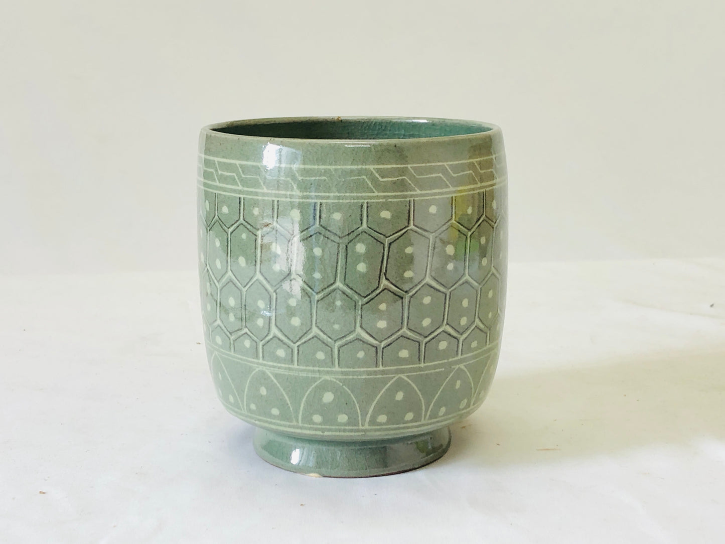 Y5088 CHAWAN Goryeo celadon Yu Hegan signed box Korea bowl tea ceremony antique