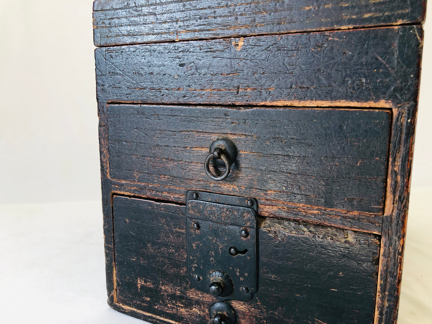 Y5092 TANSU wooden chest of drawers Suzuri box Japan antique vintage storage