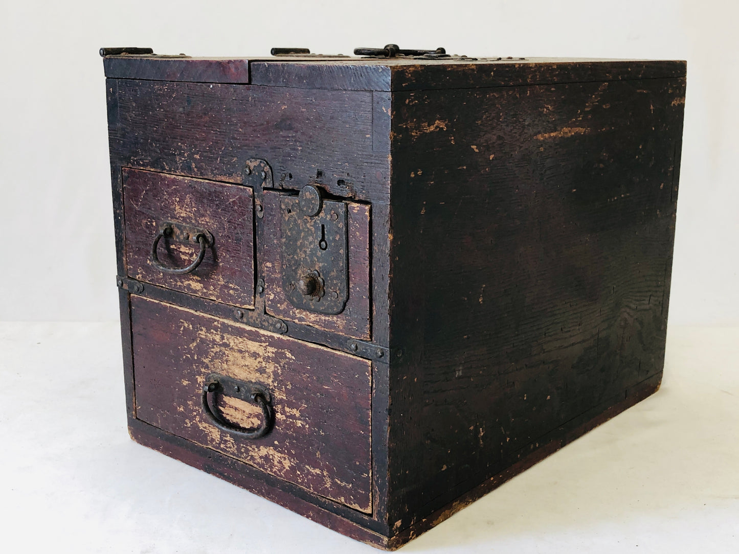 Y5093 TANSU wooden chest of drawers Suzuri box Edo period Japan antique vintage