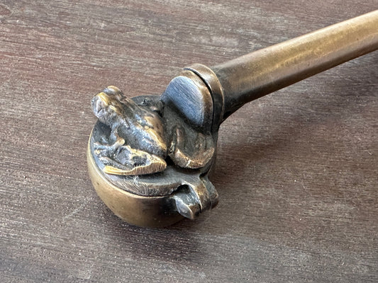 Y5097 YATATE copper stationery frog Japan Brush Inkwell Holder antique shuji