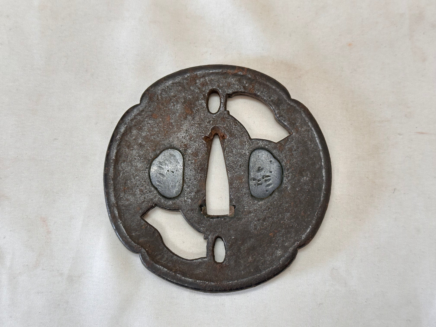 Y5101 TSUBA Iron sword guard Japan samurai katana antique koshirae edo vintage