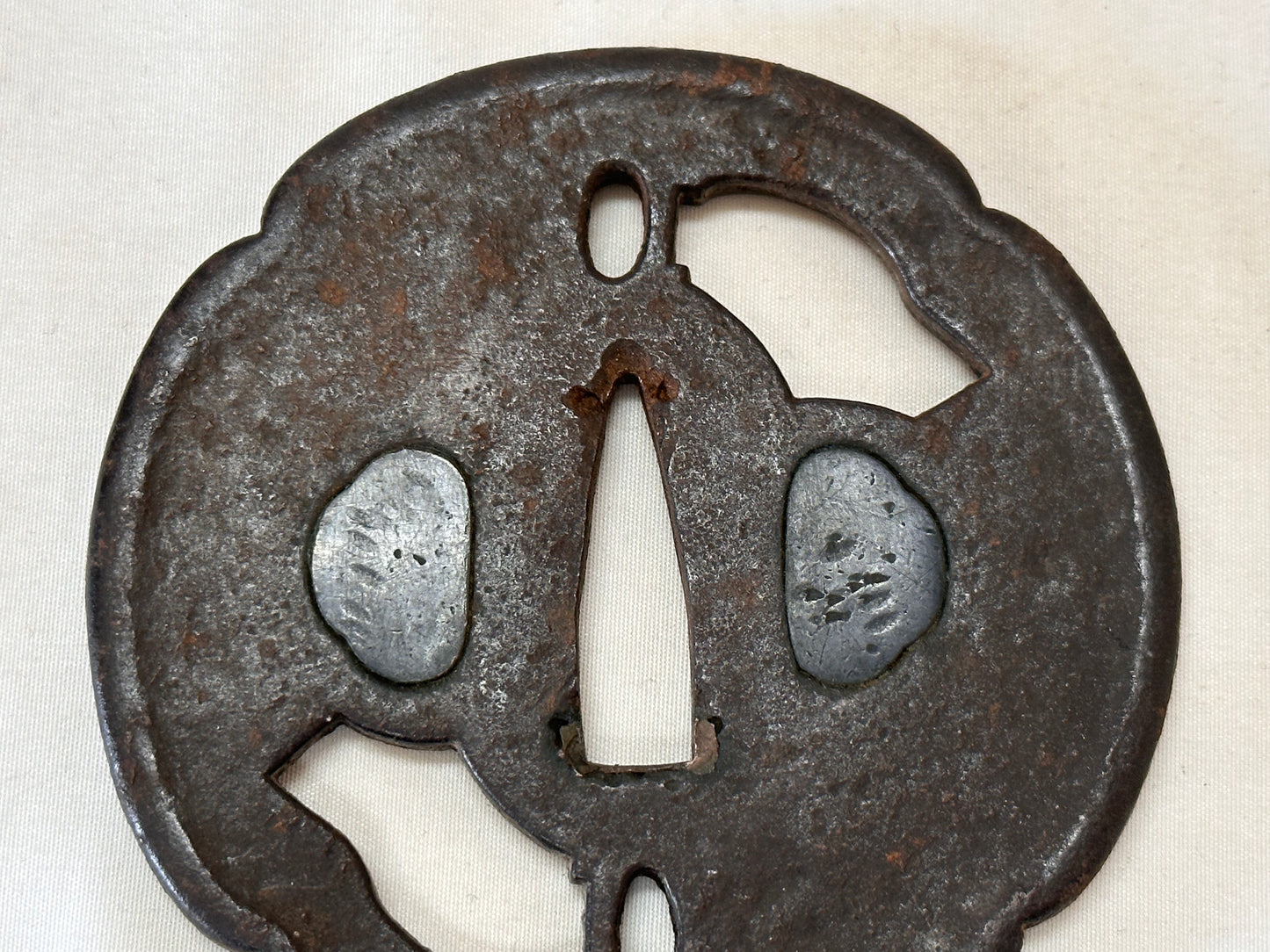 Y5101 TSUBA Iron sword guard Japan samurai katana antique koshirae edo vintage