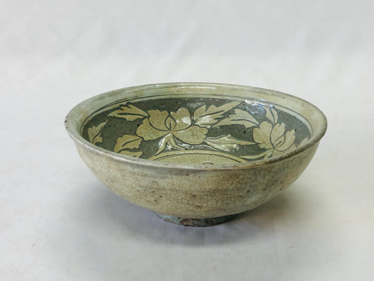 Y5147 CHAWAN Lee Dynasty scraping confectionery bowl Korea antique vintage