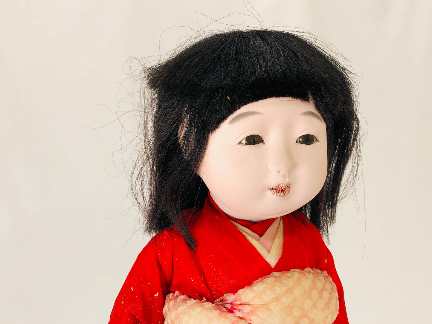 Y5153 NINGYO Ichimatsu Doll red Kimono girl toy Japan vintage antique figure