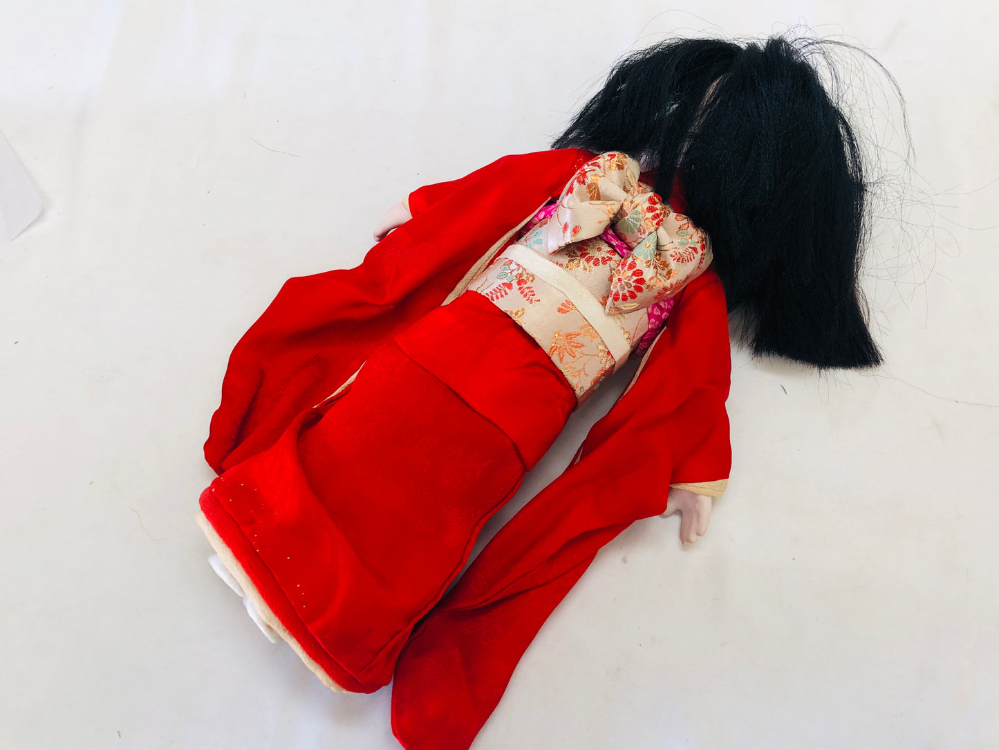 Y5153 NINGYO Ichimatsu Doll red Kimono girl toy Japan vintage antique figure