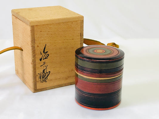 Y5162 NATUME Makie Tea Caddy circular pattern signed box Japan Tea Ceremony