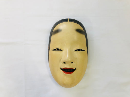 Y5181 NOH MASK wood carving ko-omote young girl Japan antique omen dance drama