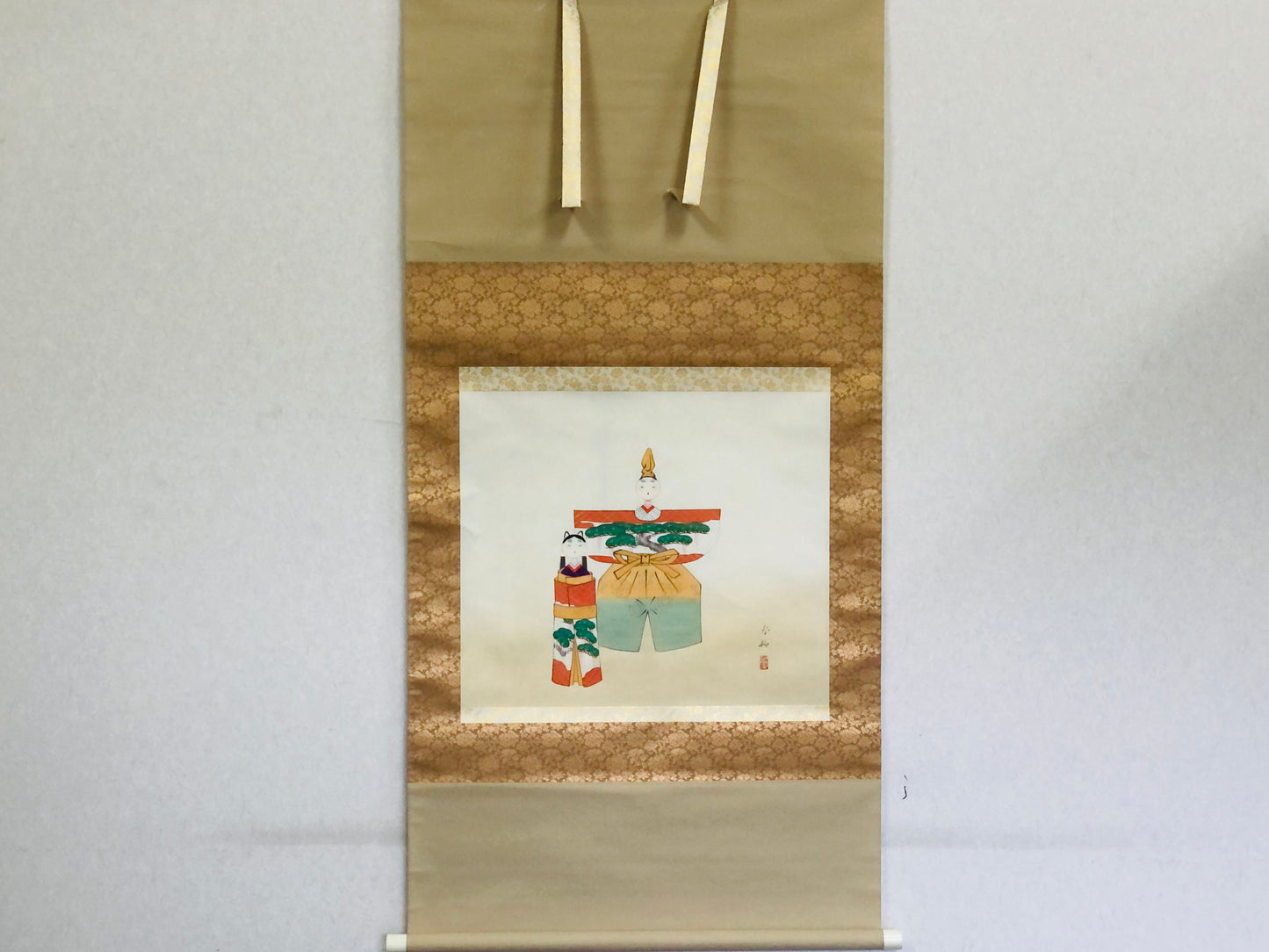 Y5191 KAKEJIKU Tachibina Hina doll signed box Japan hanging scroll interior