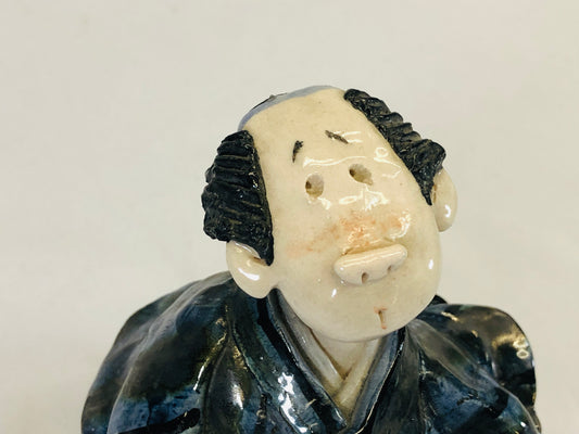 Y5207 STATUE pottery Man with topknot figure figurine Japan vintage antique