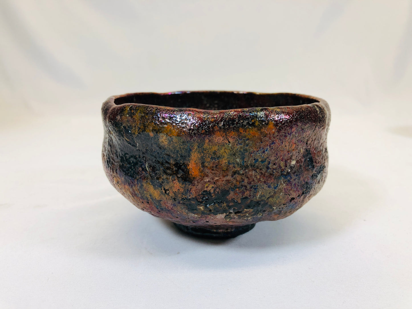 Y5217 CHAWAN Raku-ware Sekishun signed Japan antique tea ceremony pottery bowl