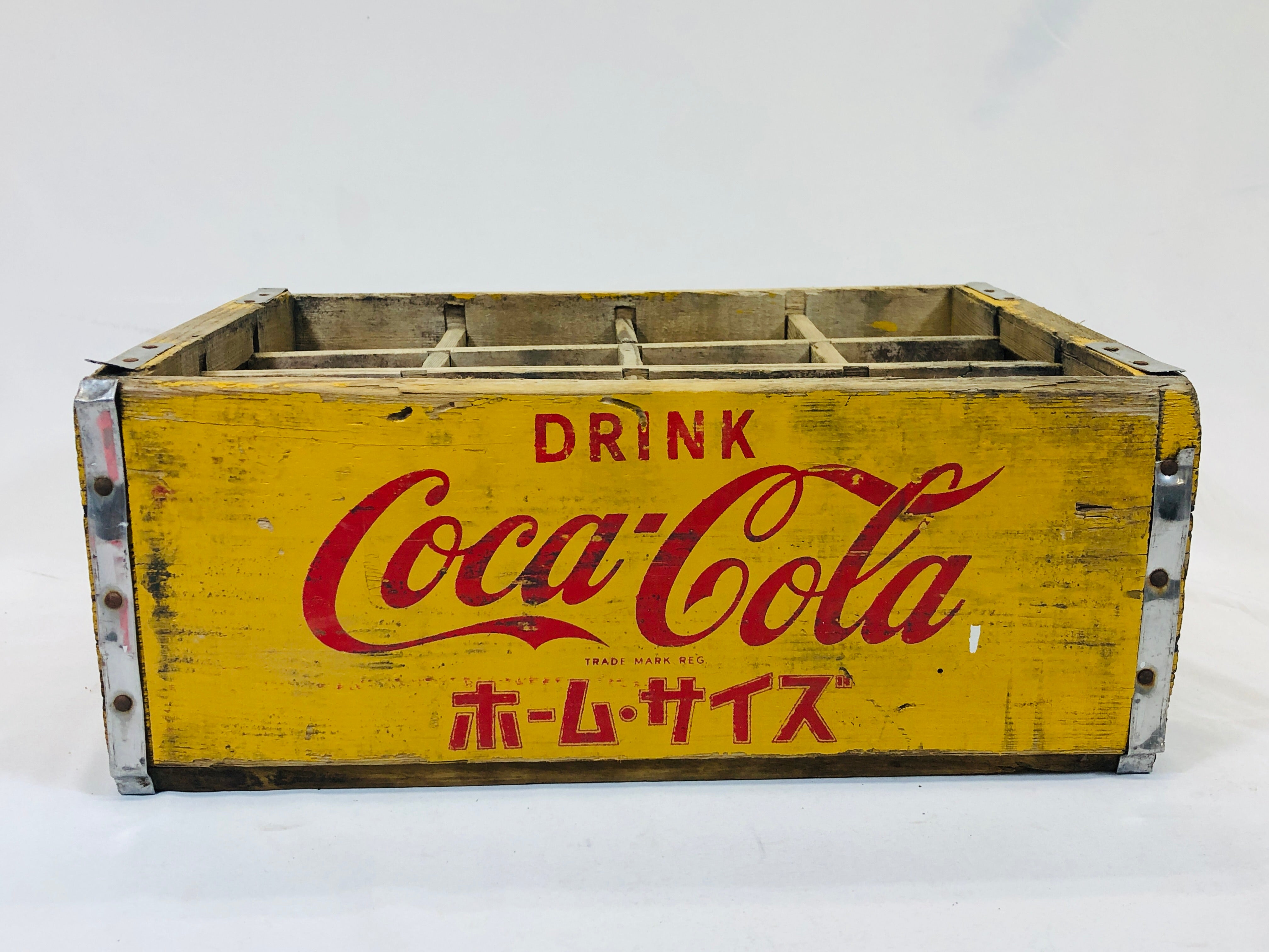 Y5224 BOX wood Coca-Cola storage container Japan antique vintage interior