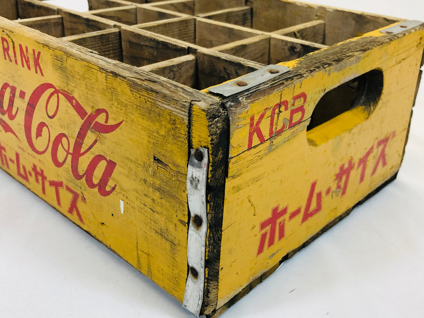 Y5224 BOX wood Coca-Cola storage container Japan antique vintage interior