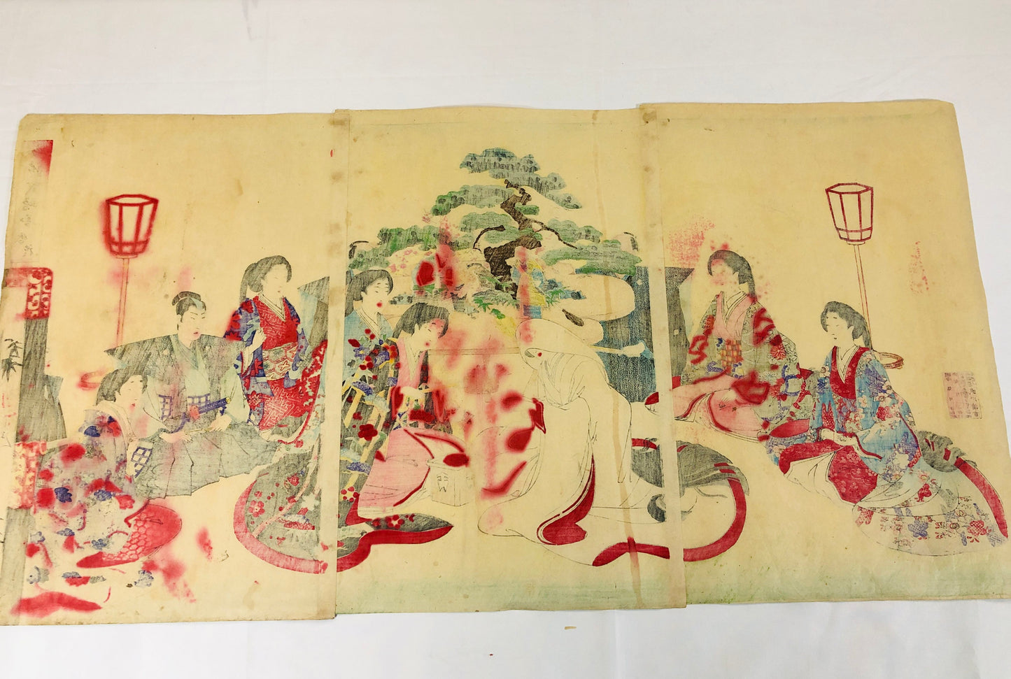 Y5229 WOODBLOCK PRINT Chikanobu Women's etiquette triptych Japan Ukiyoe antique