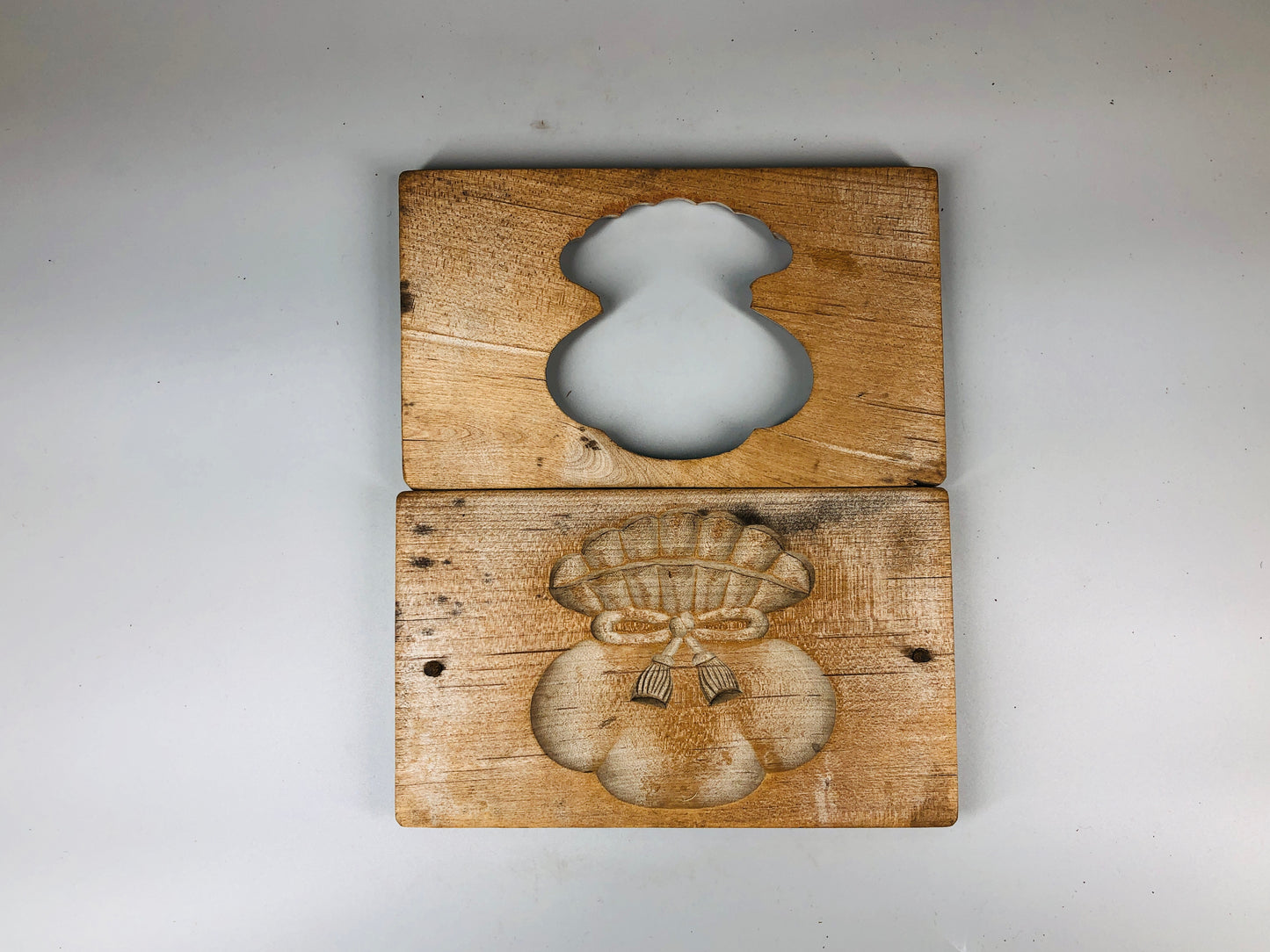 Y5255 KASHIGATA Drawstring bag Japan antique Wooden Pastry Mold wagashi