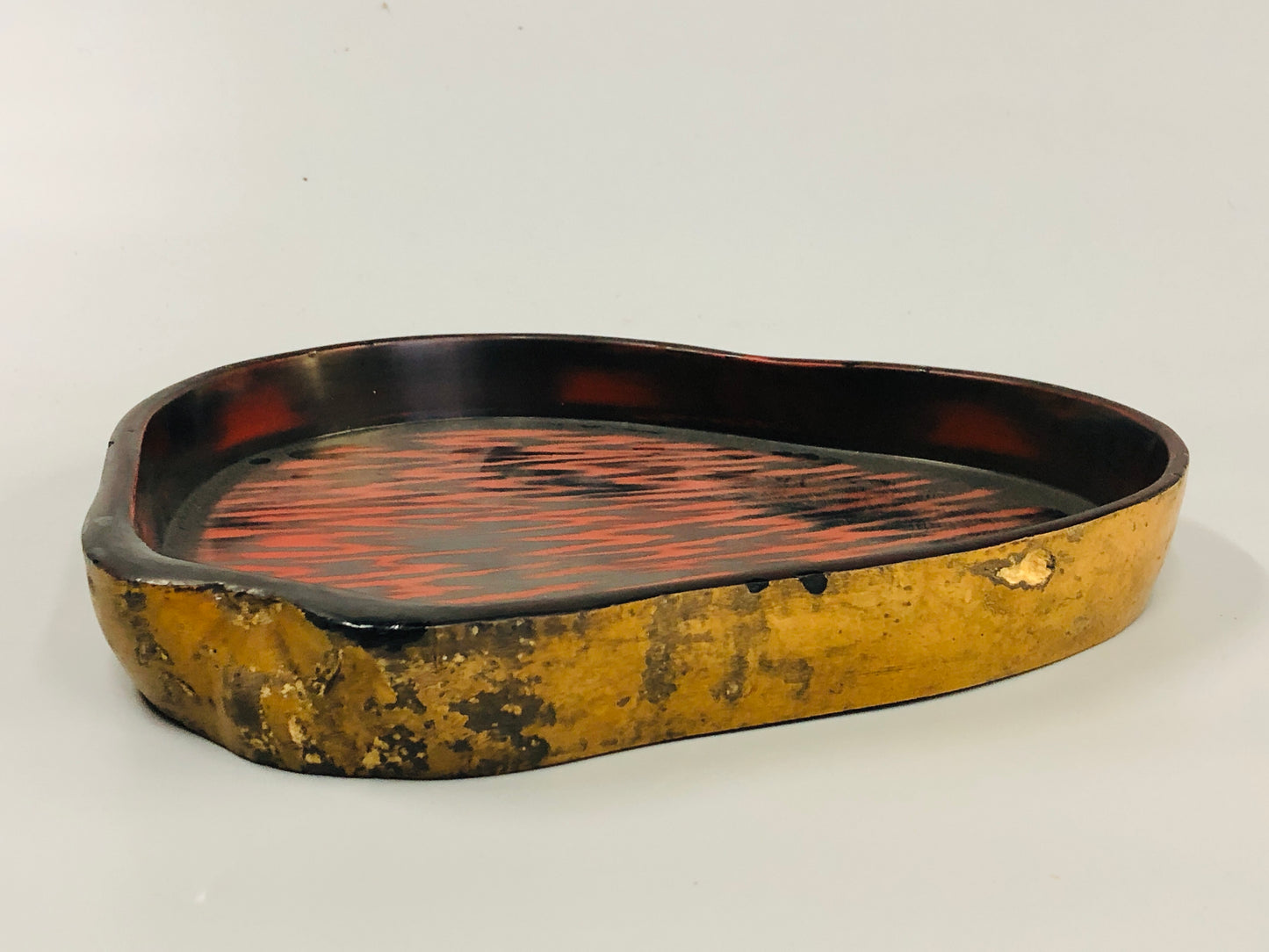 Y5261 TRAY Negoro lacquer Obon gourd craft Japan antique vintage tableware