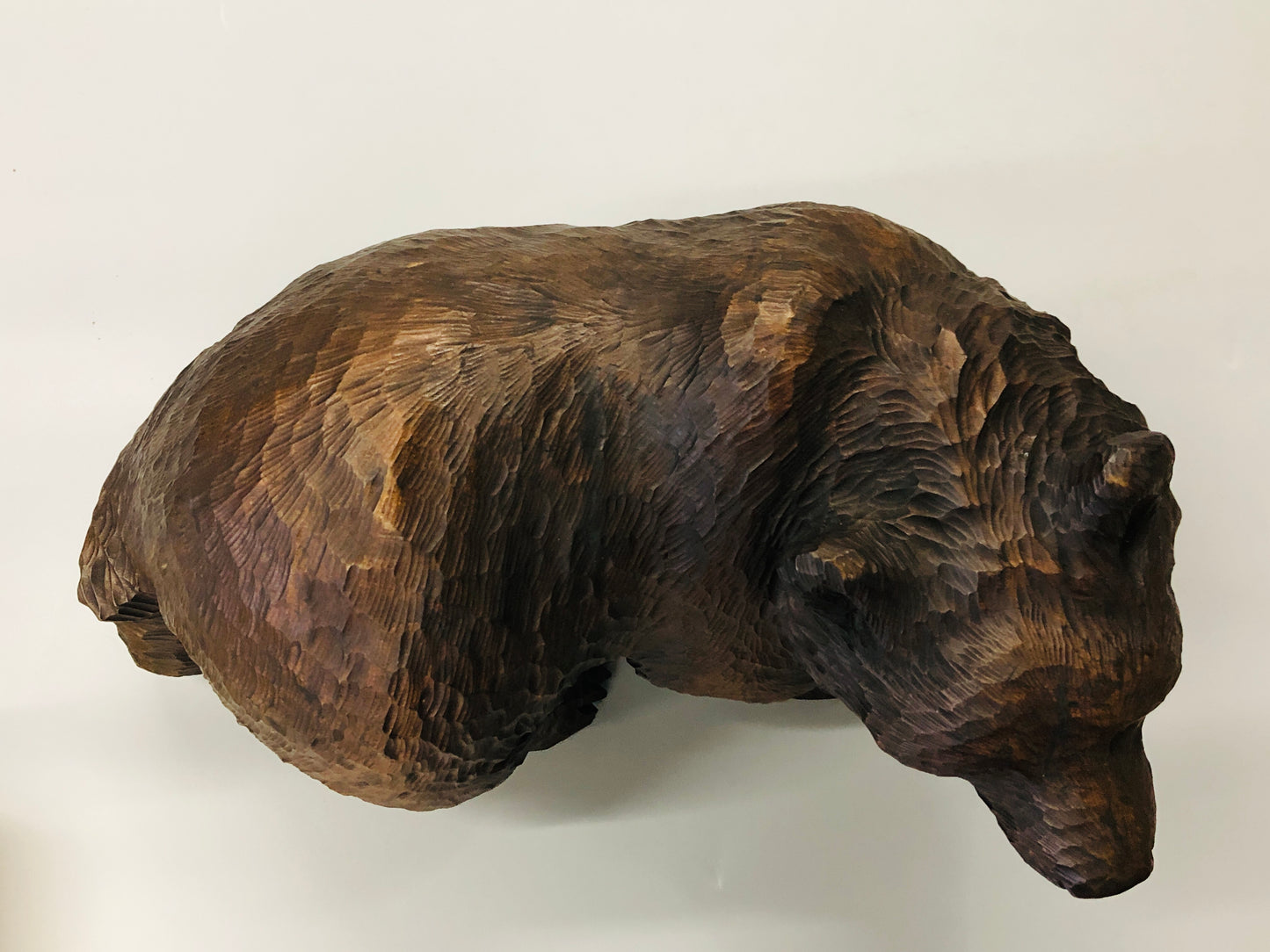 Y5266 OKIMONO wood carving Bear figure signed Japan antique interior decor
