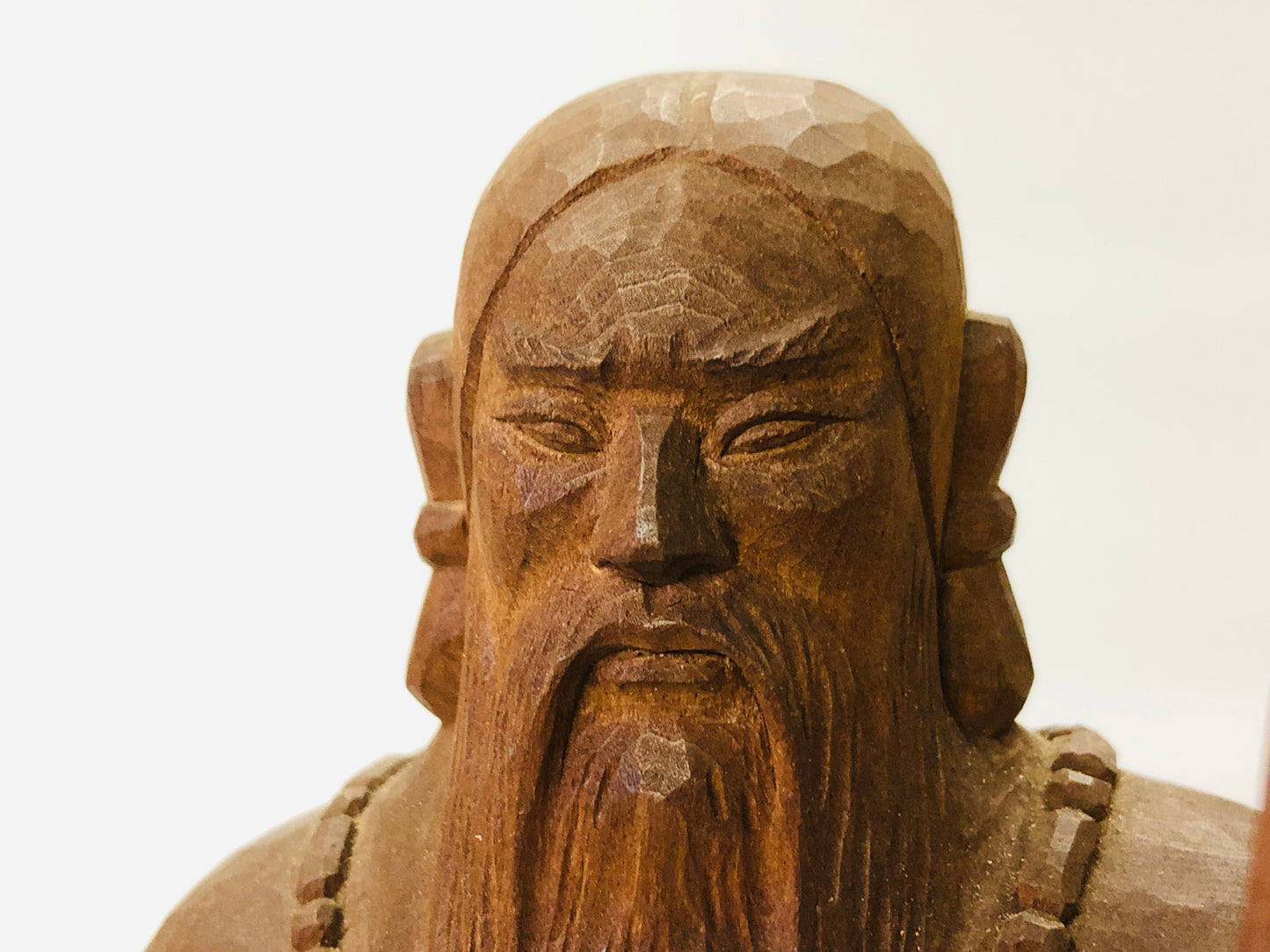 Y5270 STATUE wood carving Emperor Jimmu figure signed box Japan vintage antique