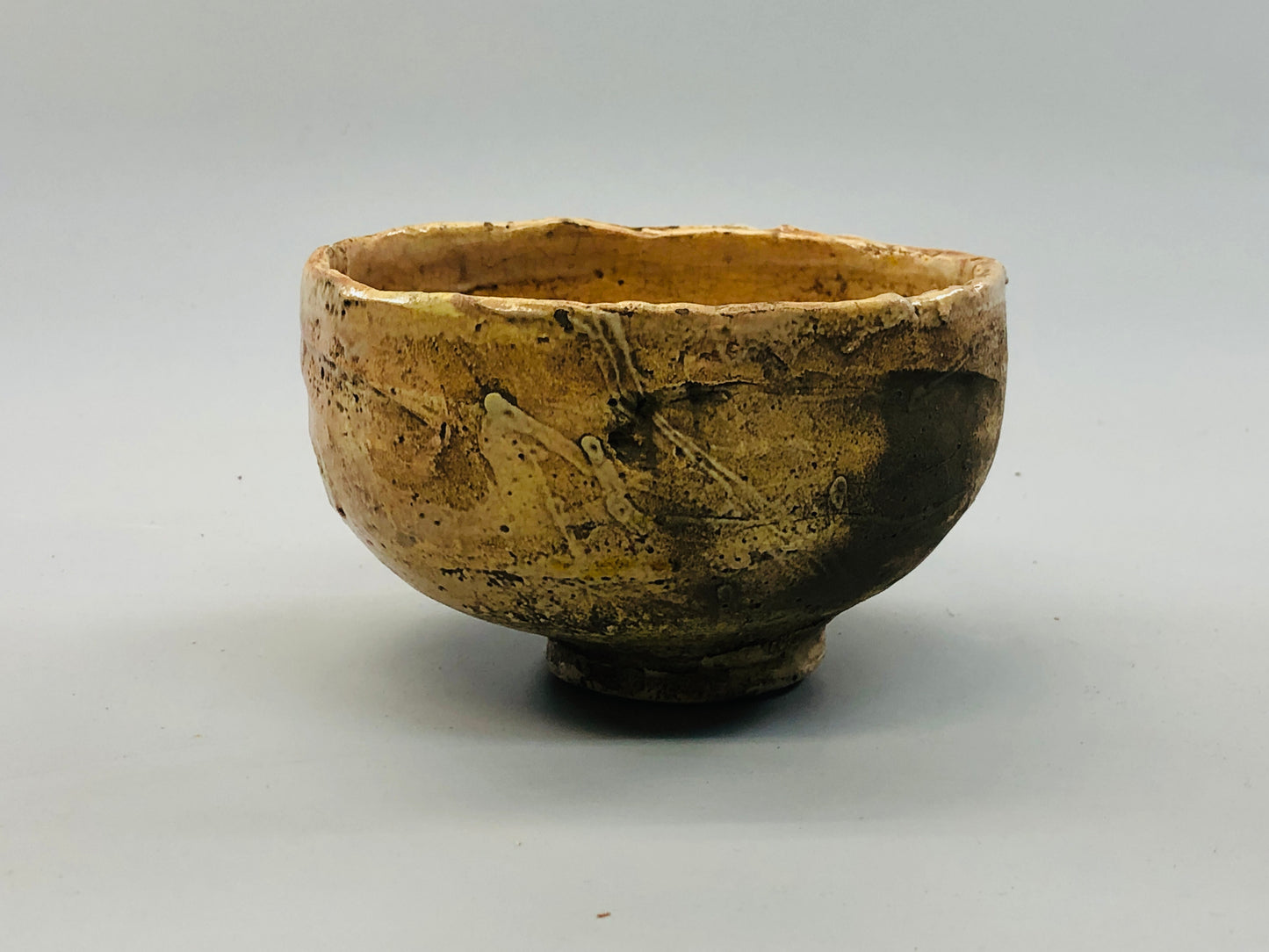 Y5301 CHAWAN Raku-ware large white Japan antique tea ceremony pottery bowl