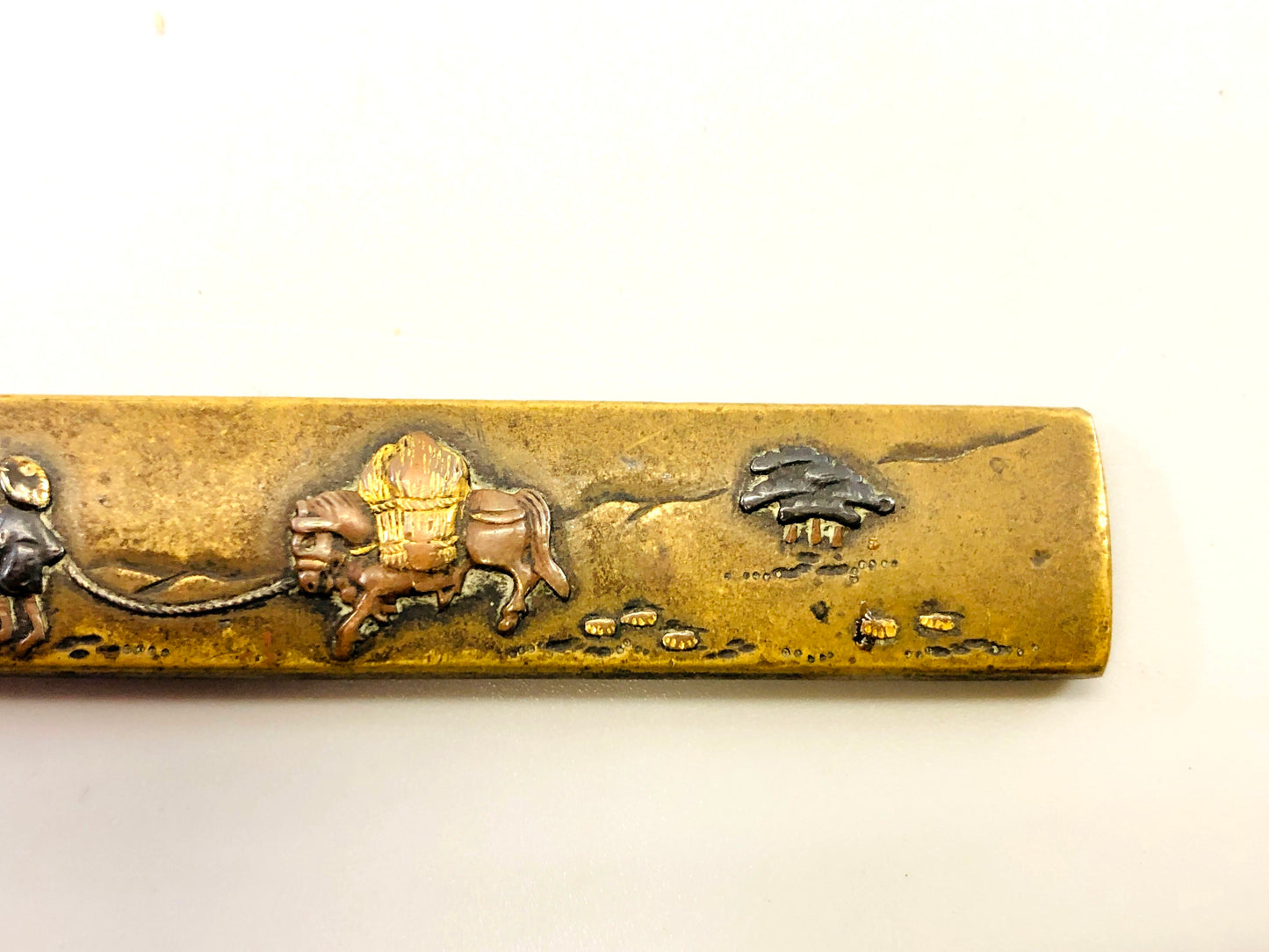 Y5314 TSUKA Kogatana small sword Copper inlay horse box Japan Koshirae antique