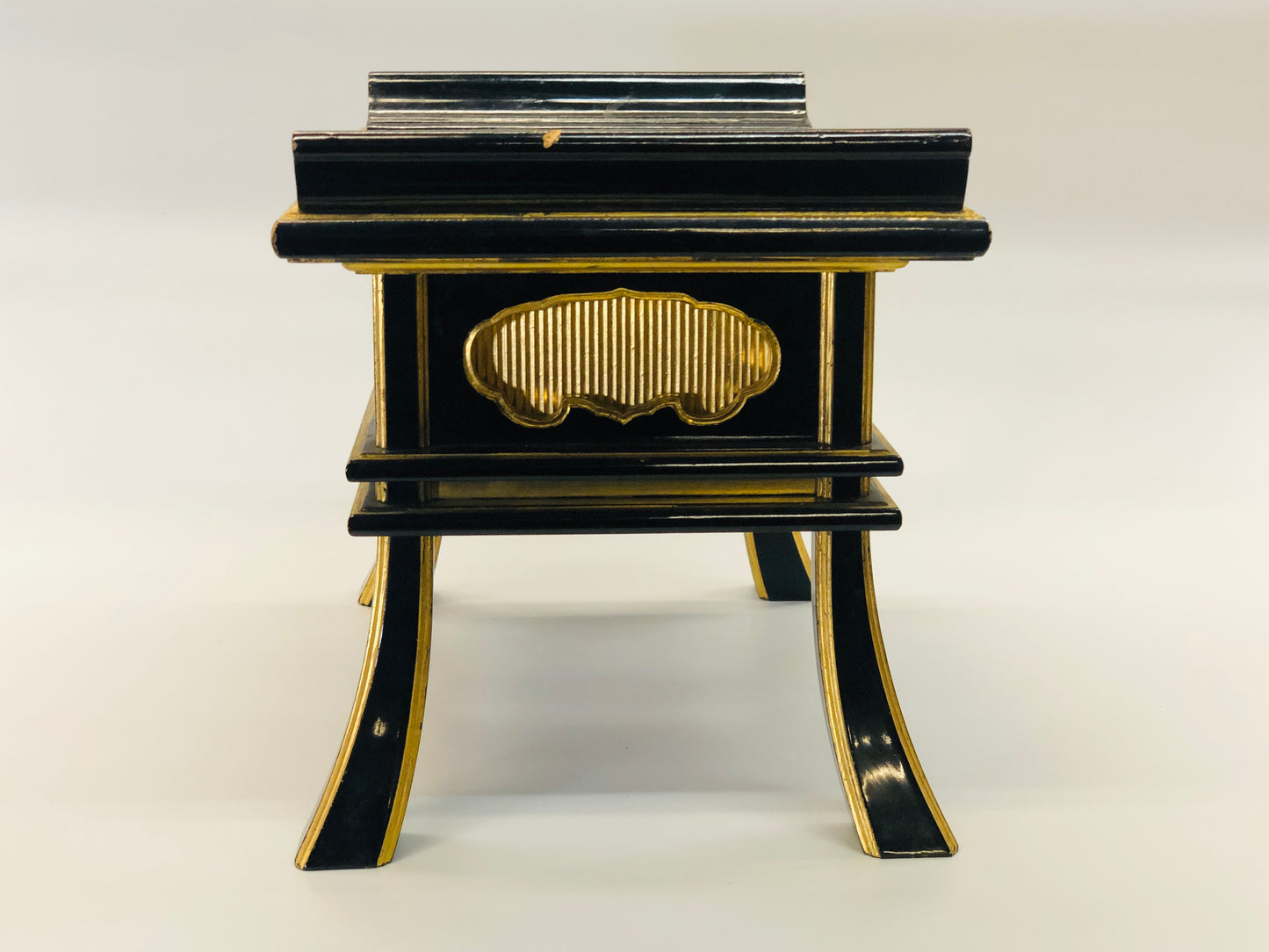 Y5324 Buddhist Altar Equipment Sutra desk black lacquer Japan Buddhism antique